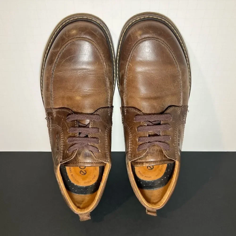 Mens ECCO Brown Leather Lace Up Oxford Shoes / Size 10-10.5 / EU 44 - Picture 5 of 9